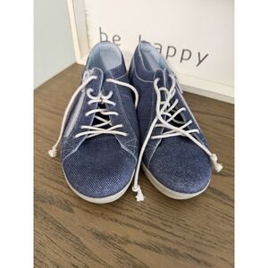 Cloud Footwear Denim Sneakers Womens Comfort Casual Side Zip Lace Shoes Low Top